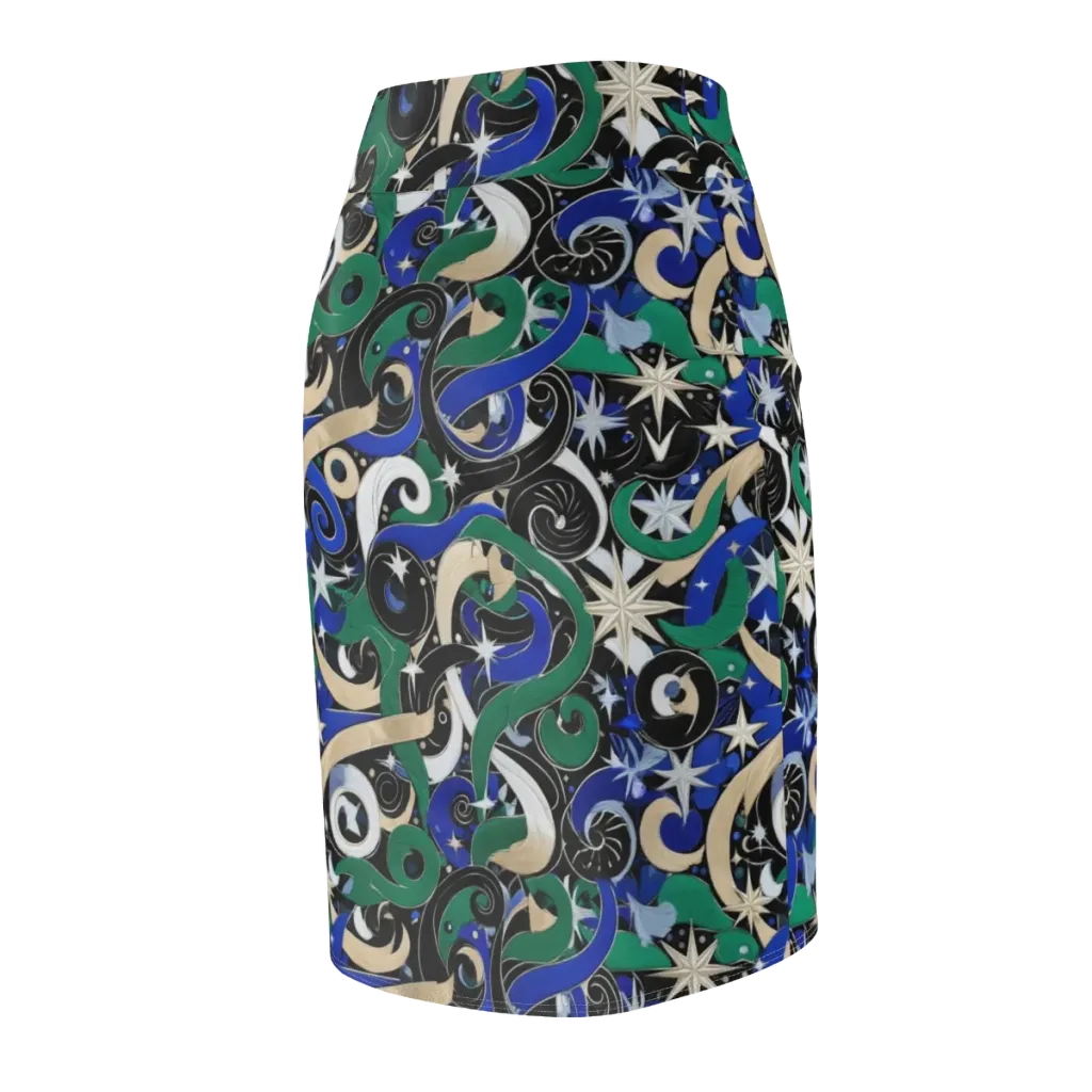 Starfall Baroque on Pencil Skirt — Back Side