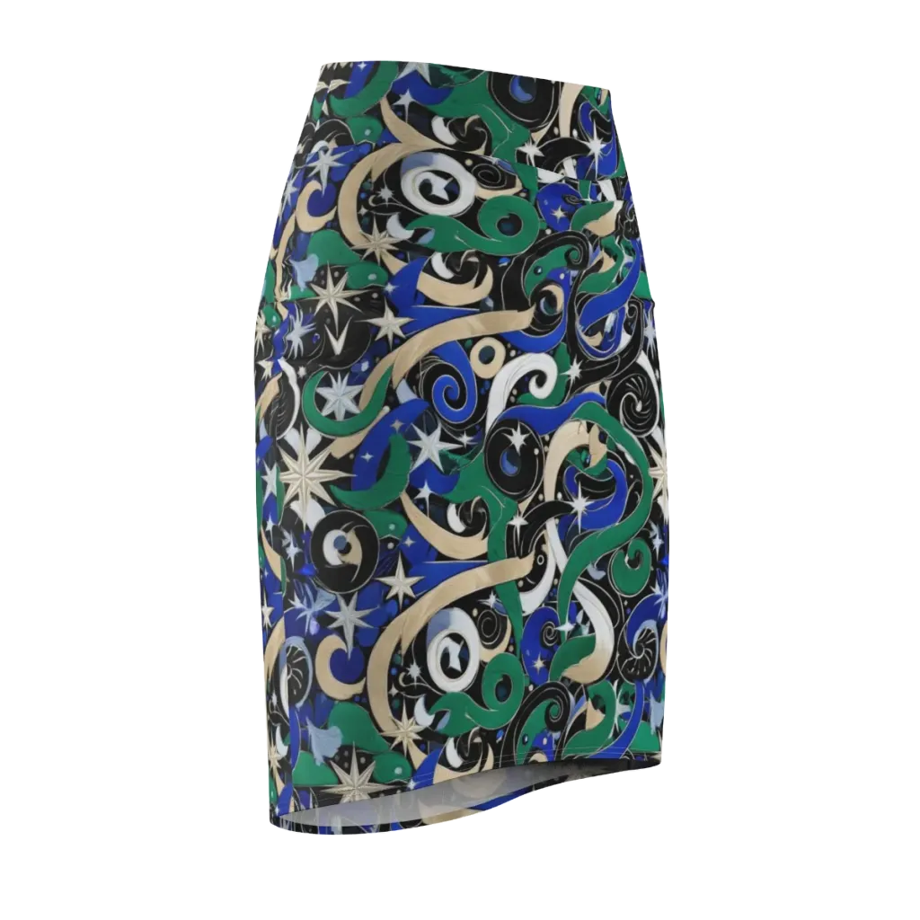 Starfall Baroque on Pencil Skirt — Front Side
