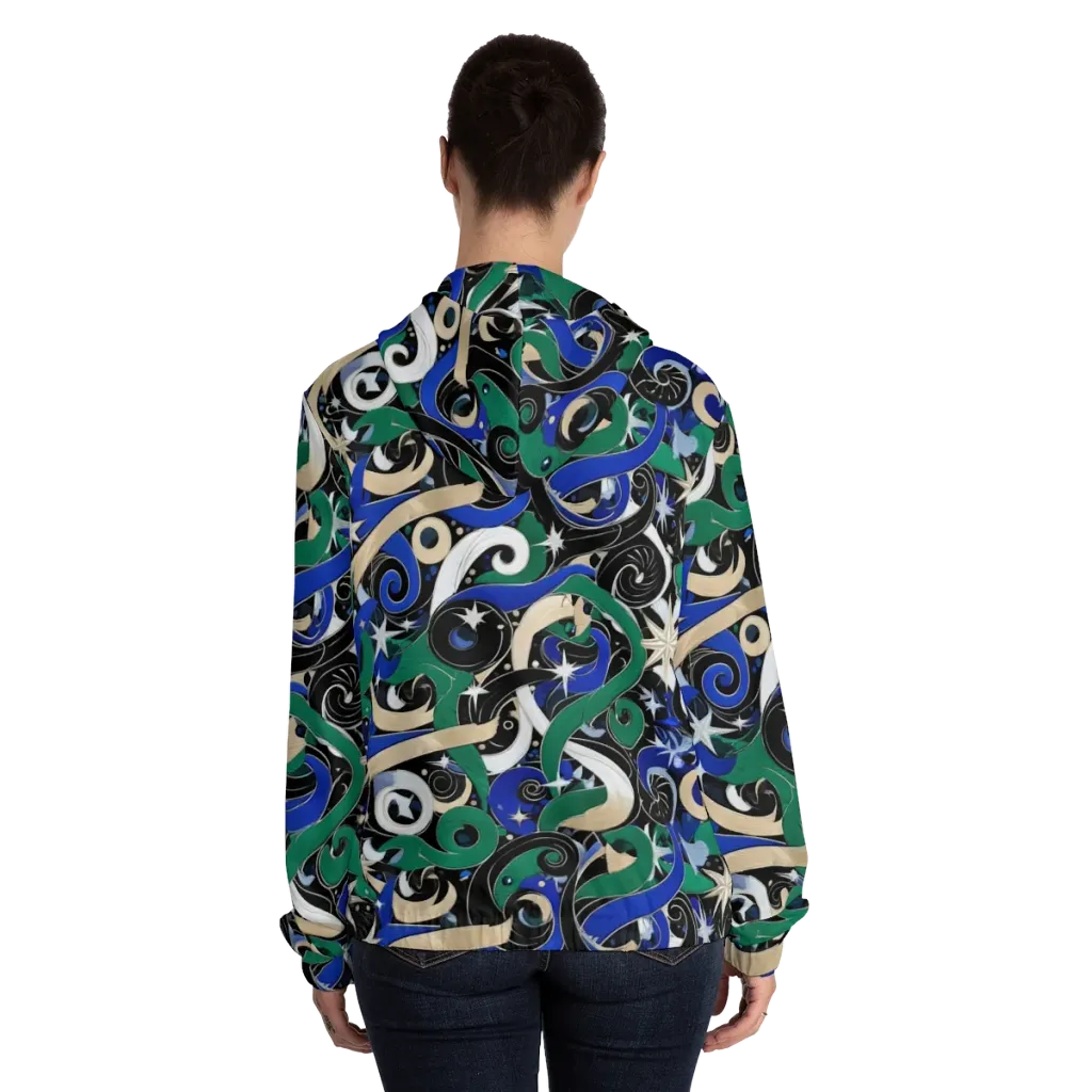 Starfall Baroque on Women's Full-Zip Hoodie — Back On Person