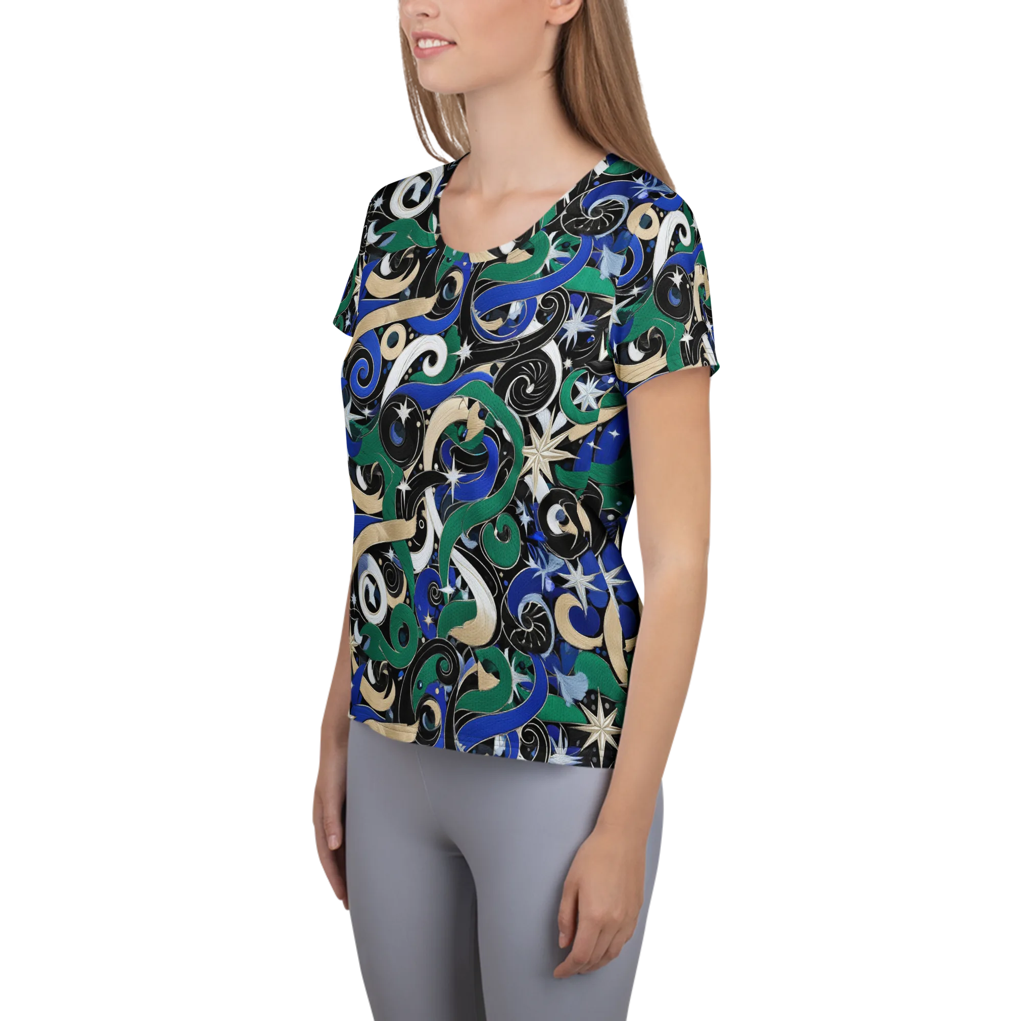 Starfall Baroque on Women's Athletic T-Shirt — Left