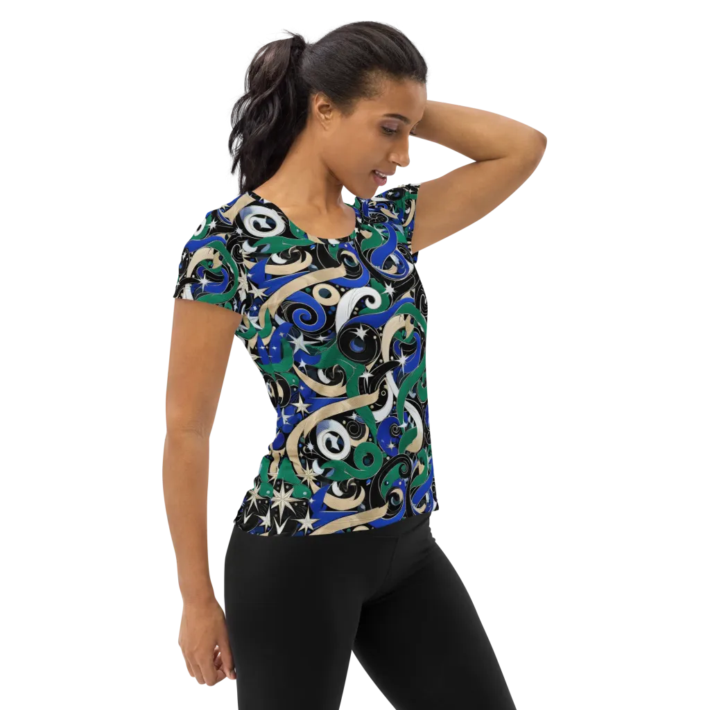 Starfall Baroque on Women's Athletic T-Shirt — Right