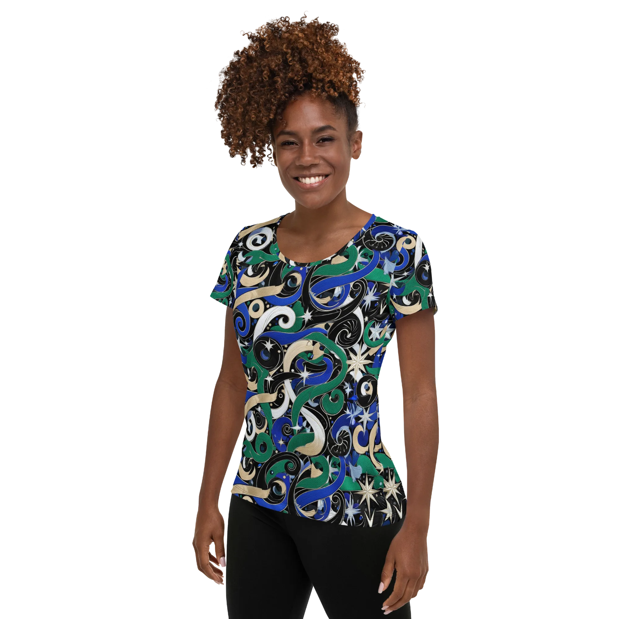 Starfall Baroque on Women's Athletic T-Shirt — Left
