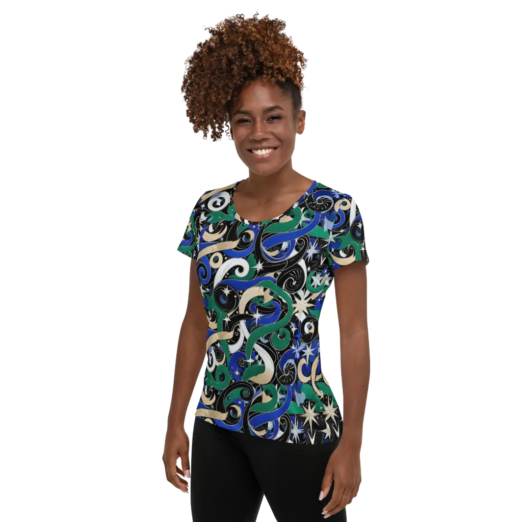 Starfall Baroque on Women's Athletic T-Shirt — Left
