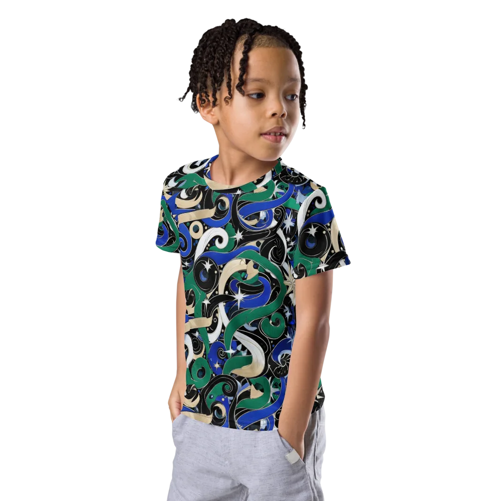 Starfall Baroque on Kids Crew Neck T-Shirt — Left Front