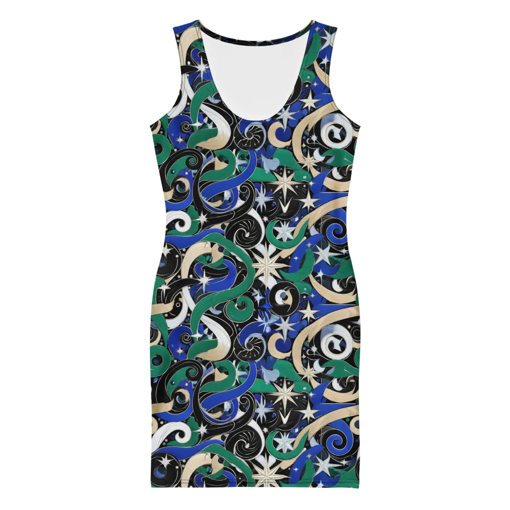 Starfall Baroque on Bodycon Dress — Front
