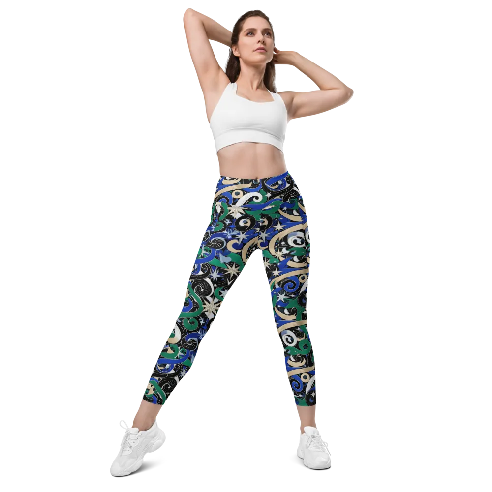 Starfall Baroque on Leggings with Pockets — Front