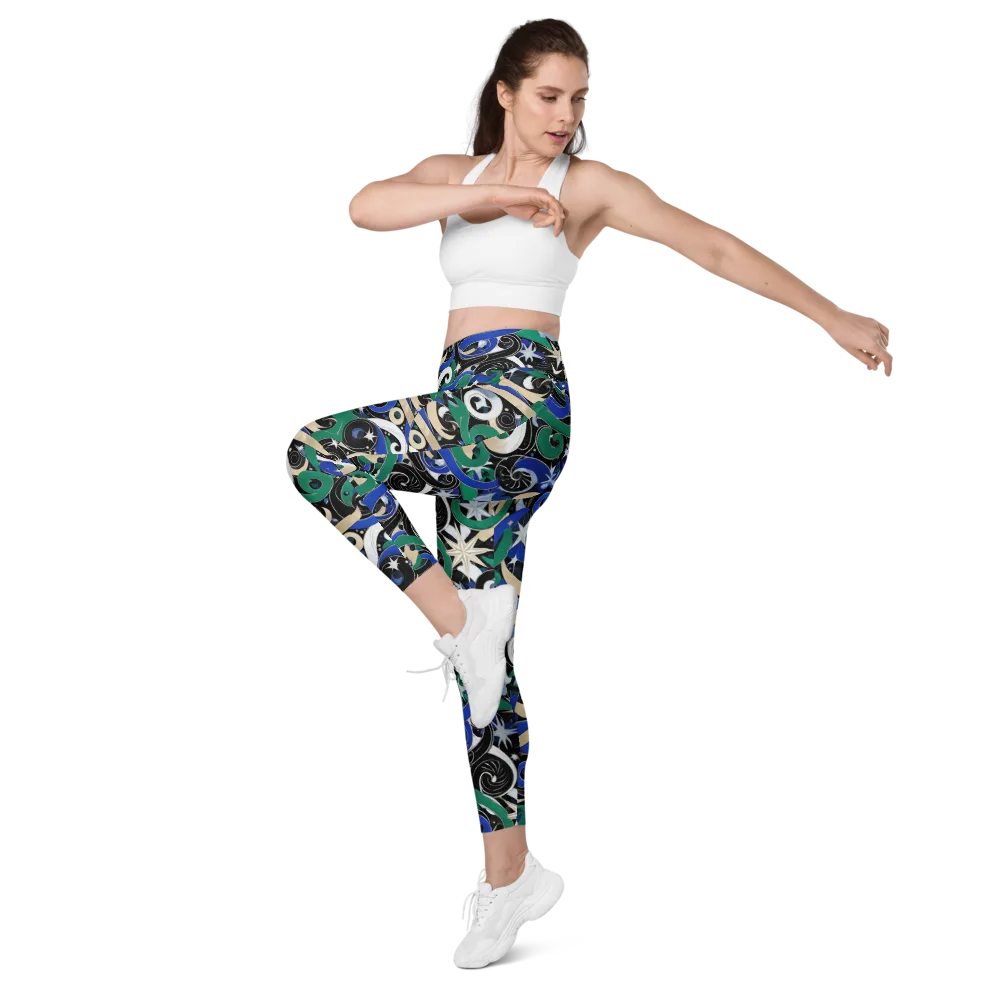 Starfall Baroque on Leggings with Pockets — Left Front