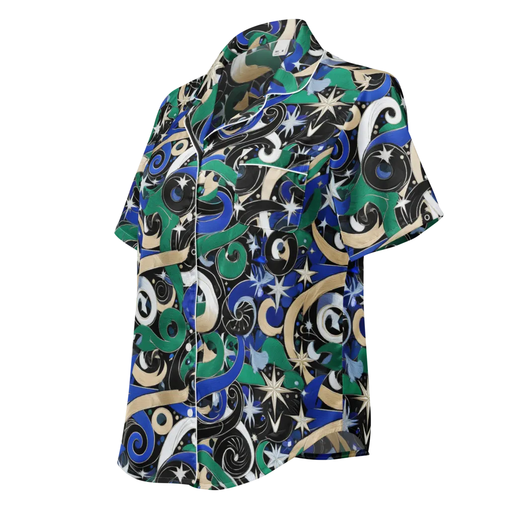 Starfall Baroque on Women's Short Sleeve Pajama Top — Left Front
