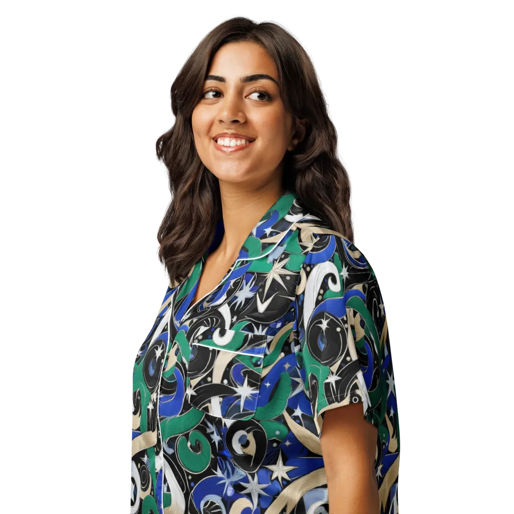 Starfall Baroque on Women's Short Sleeve Pajama Top — Left Front