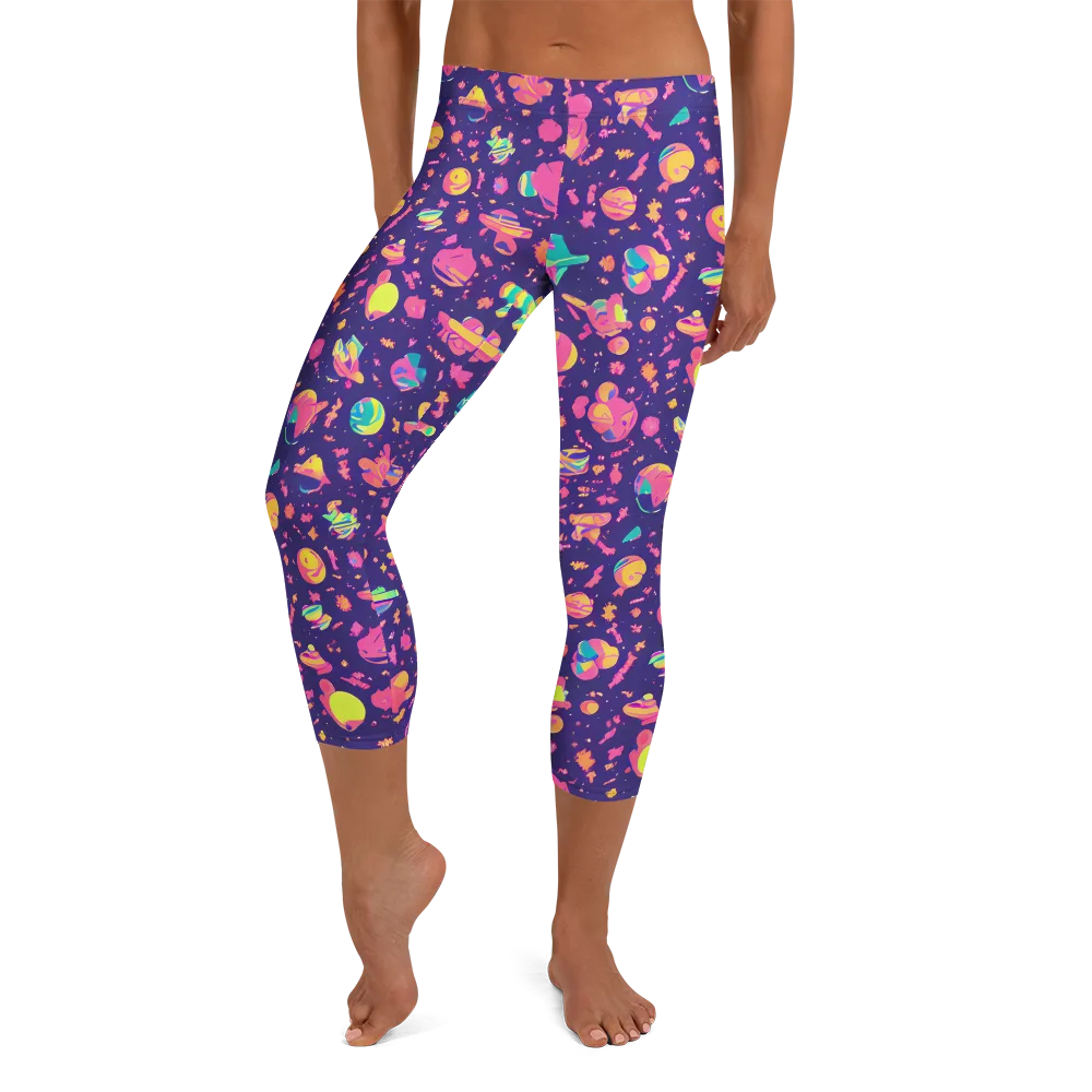 Cosmic Confetti on Capri Leggings — Front