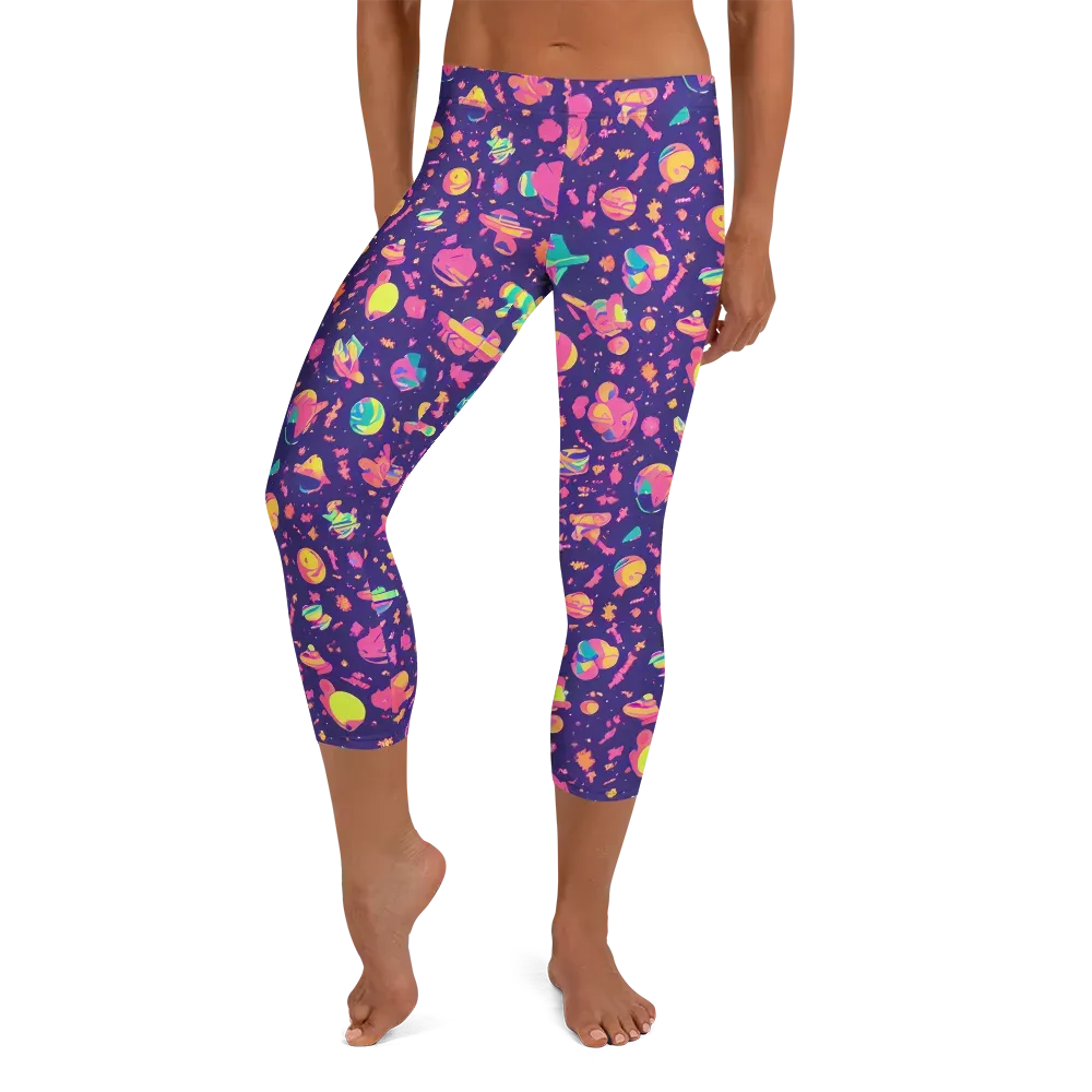 Cosmic Confetti on Capri Leggings — Front