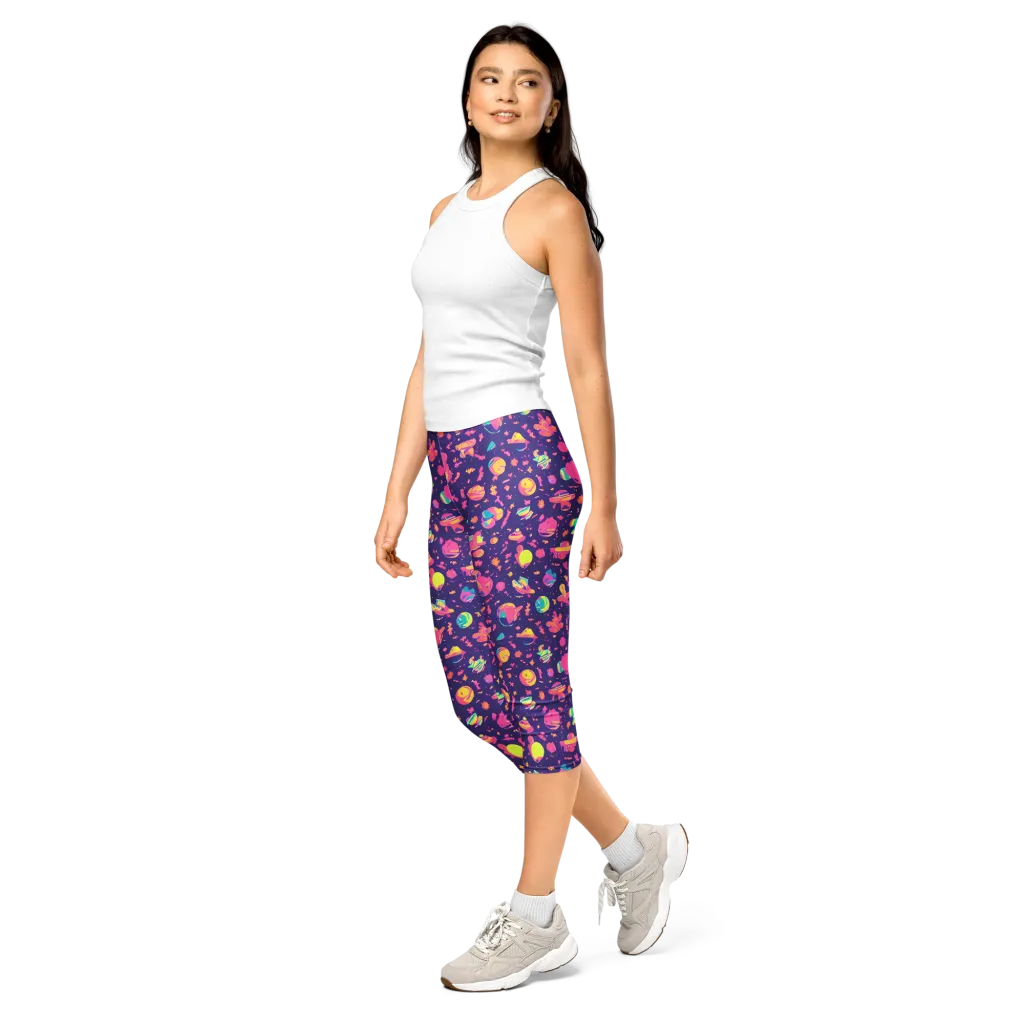 Cosmic Confetti on Capri Leggings — Left Front