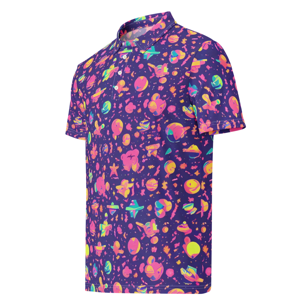 Cosmic Confetti on Men's Slim Fit Polo Shirt — Left Front