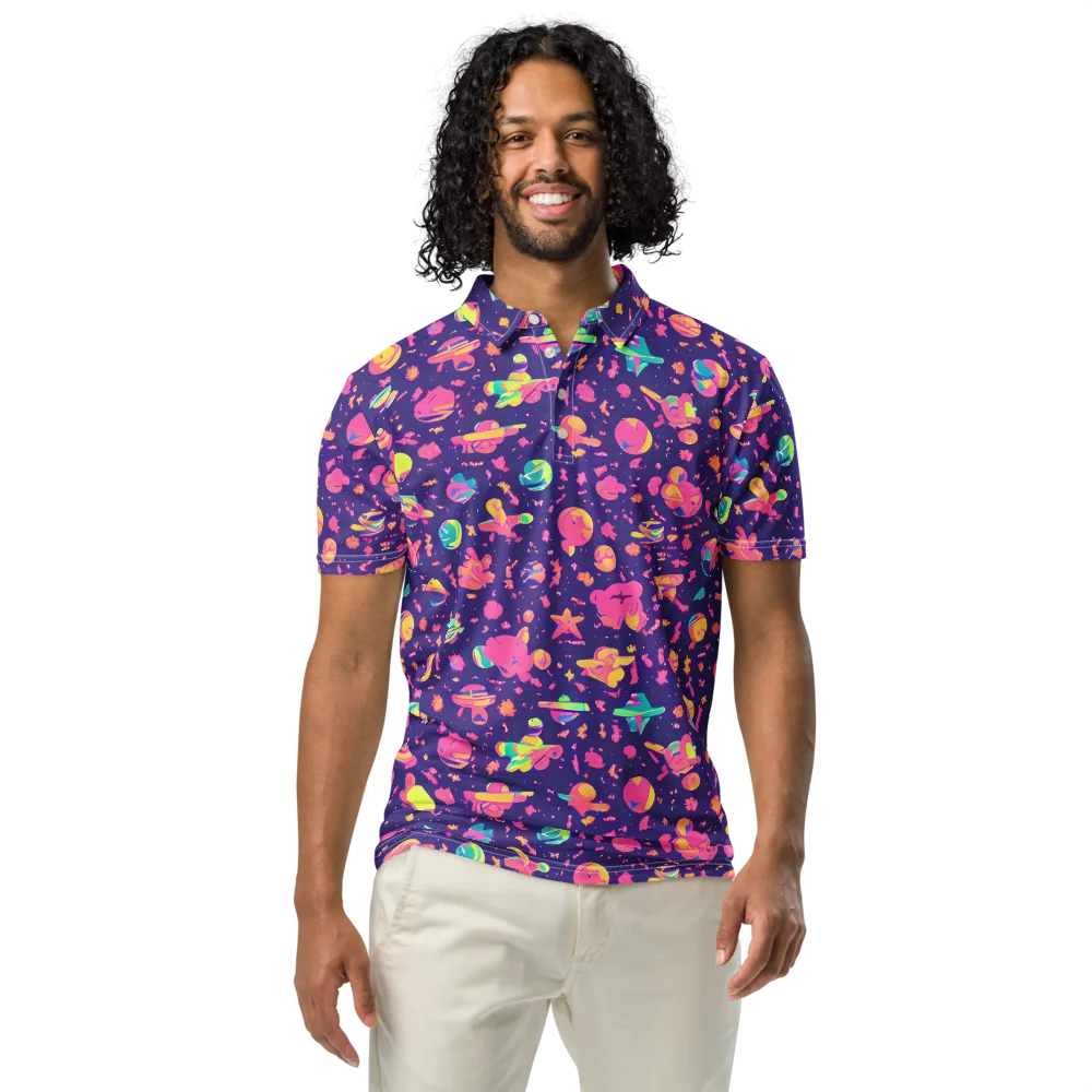 Cosmic Confetti on Men's Slim Fit Polo Shirt — Front