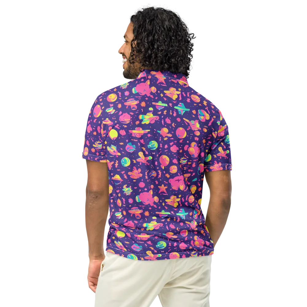 Cosmic Confetti on Men's Slim Fit Polo Shirt — Back