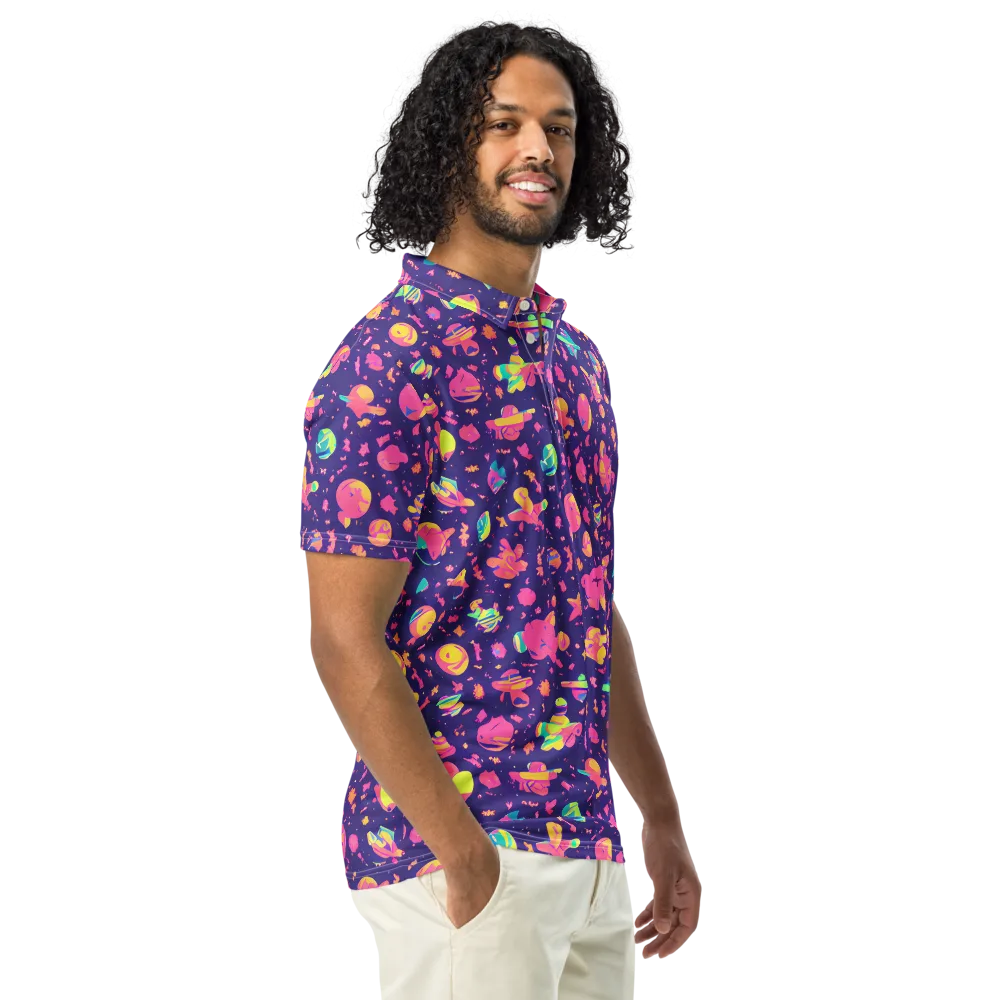 Cosmic Confetti on Men's Slim Fit Polo Shirt — Right Front