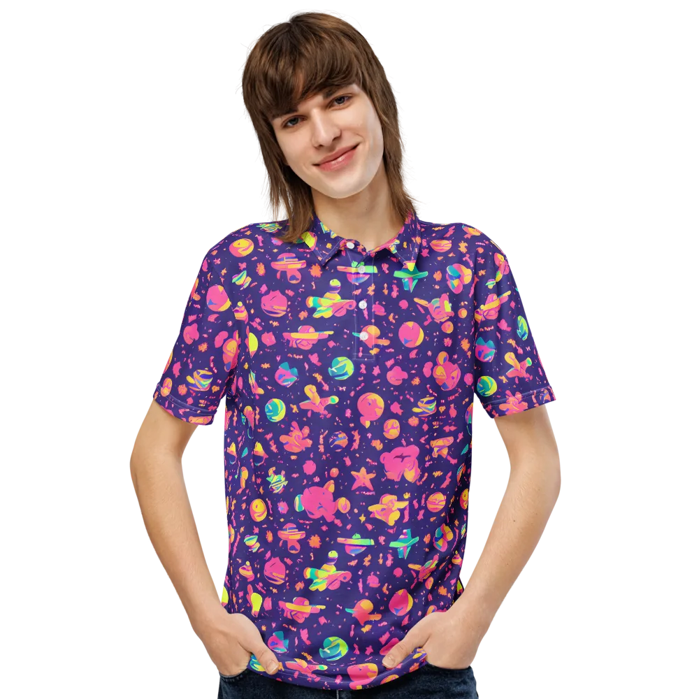 Cosmic Confetti on Men's Slim Fit Polo Shirt — Front