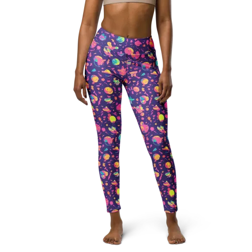 Cosmic Confetti on a Yoga Leggings