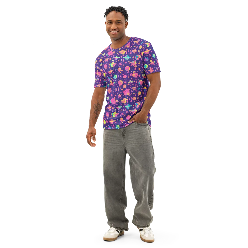 Cosmic Confetti on Men's Cotton Crew Neck T-Shirt — Front