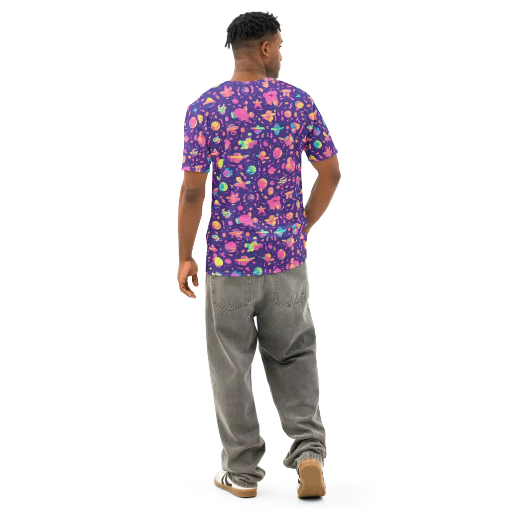 Cosmic Confetti on Men's Cotton Crew Neck T-Shirt — Back