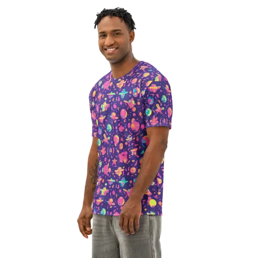Cosmic Confetti on a Men's Cotton Crew Neck T-Shirt