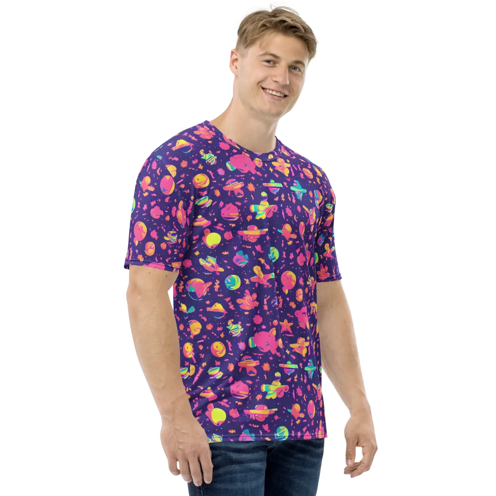 Cosmic Confetti on Men's Crew Neck T-Shirt — Right