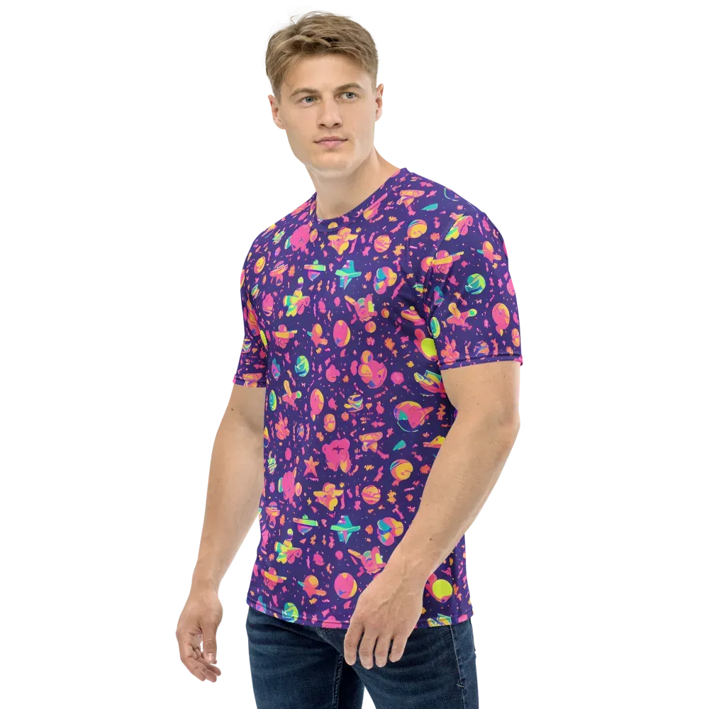 Cosmic Confetti on Men's Crew Neck T-Shirt — Left