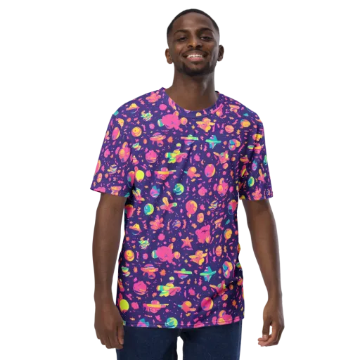 Cosmic Confetti on a Men's Crew Neck T-Shirt