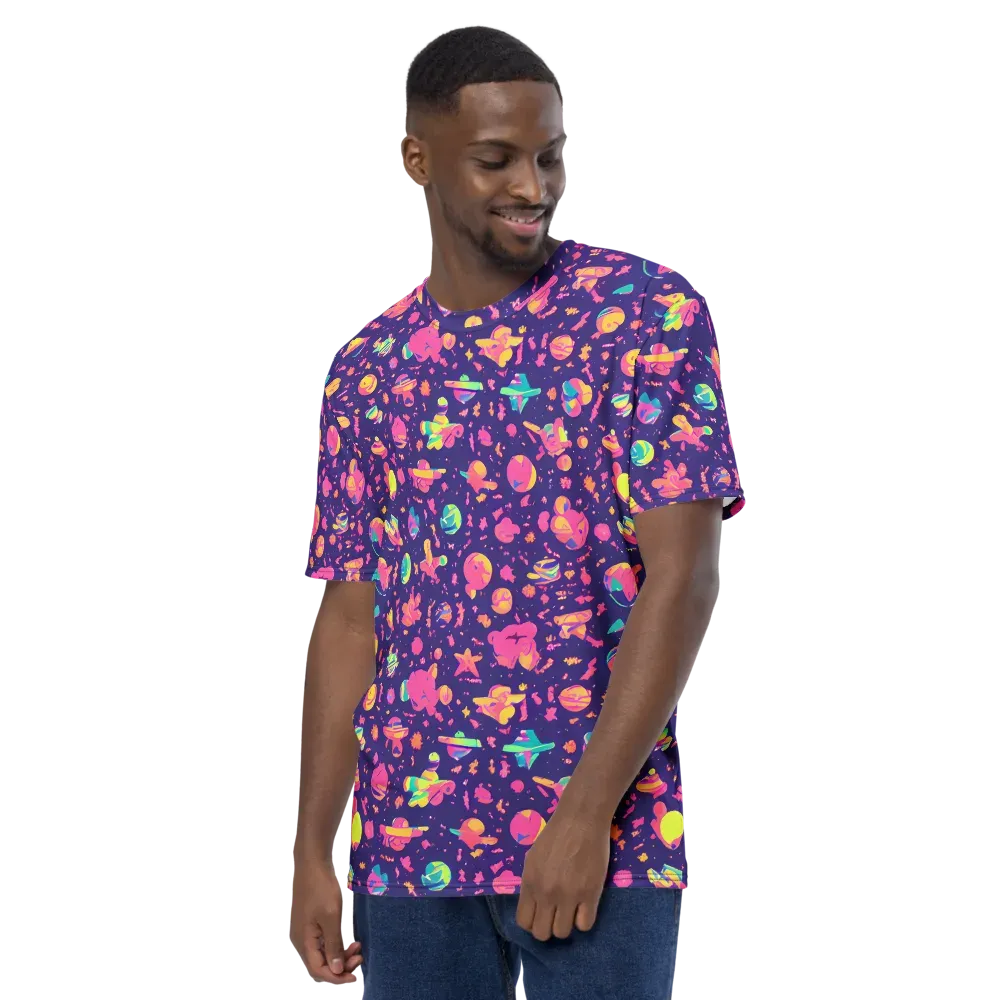 Cosmic Confetti on Men's Crew Neck T-Shirt — Left