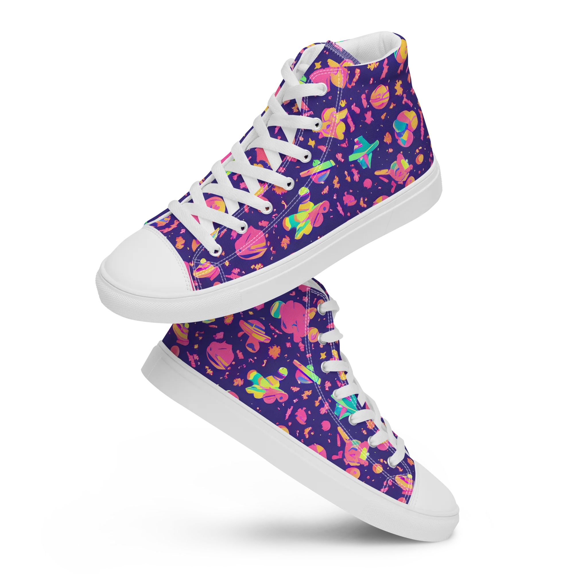 Cosmic Confetti on Men's High Top Canvas Shoes — Front