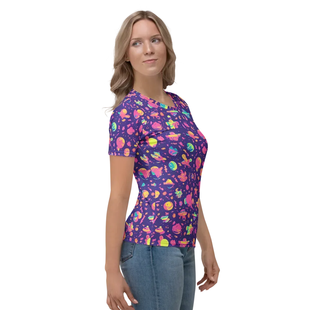 Cosmic Confetti on Women's Crew Neck T-Shirt — Right