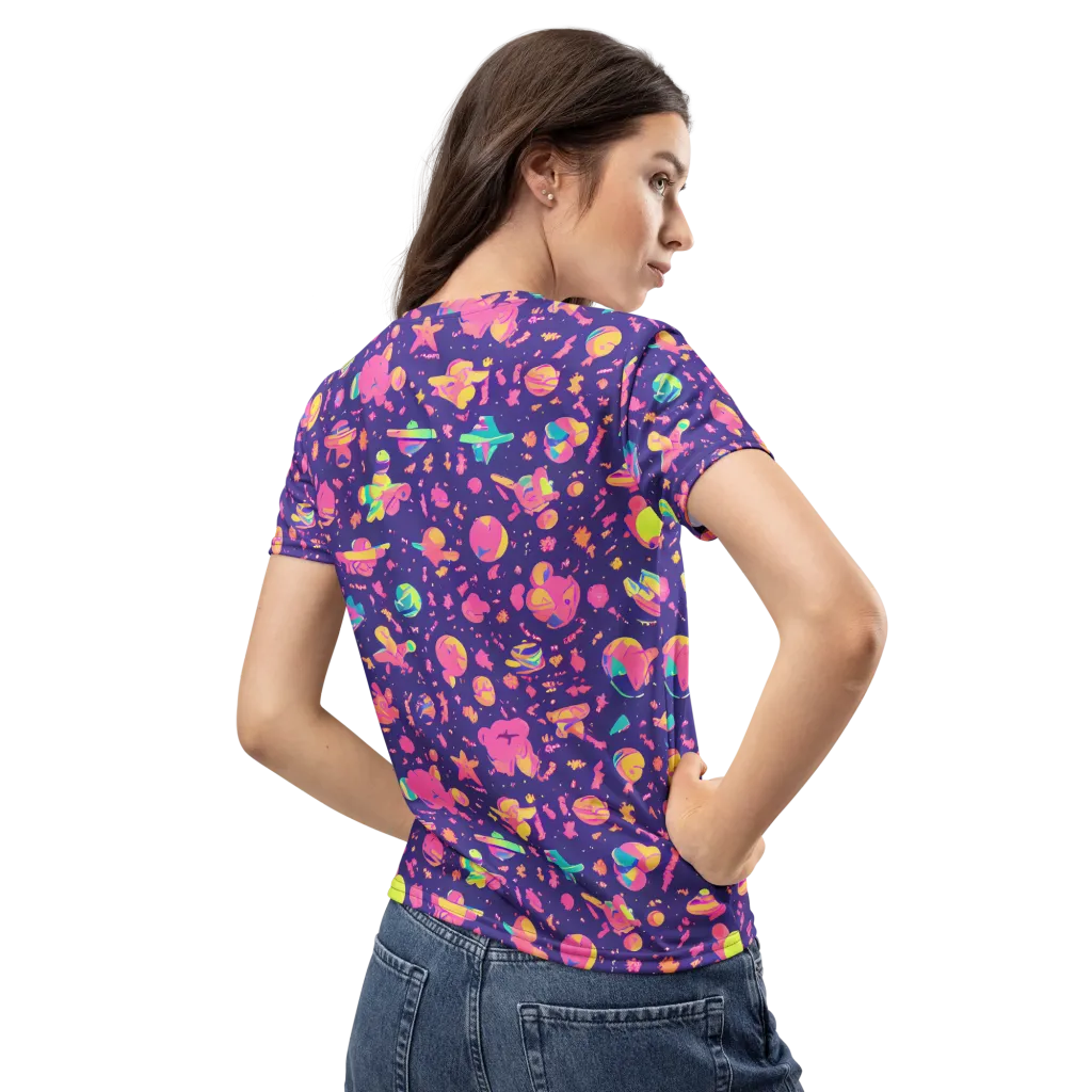 Cosmic Confetti on Women's Crew Neck T-Shirt — Back