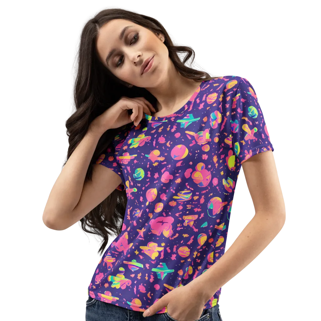 Cosmic Confetti on Women's Crew Neck T-Shirt — Left Front