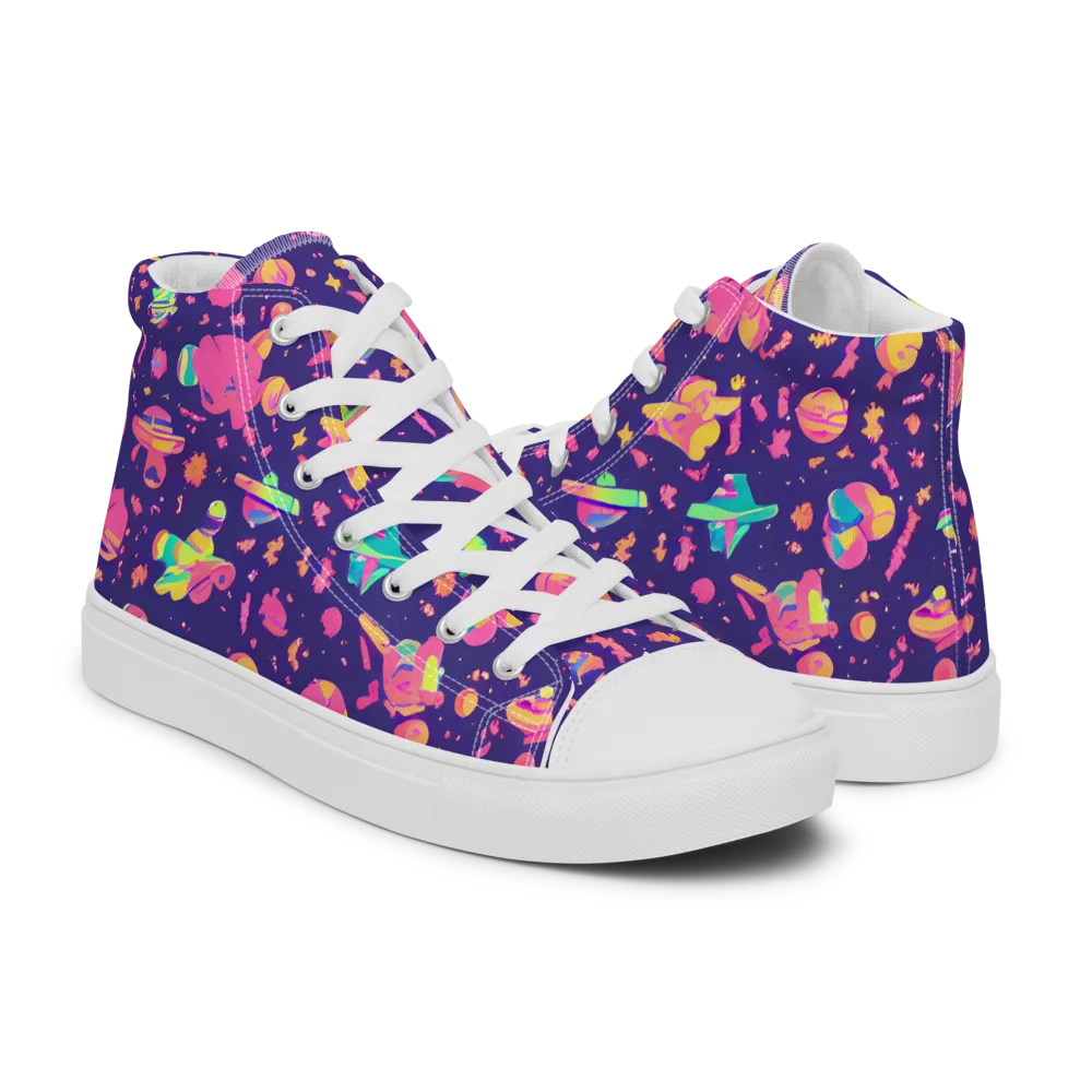 Cosmic Confetti on Women's High Top Canvas Shoes — Right