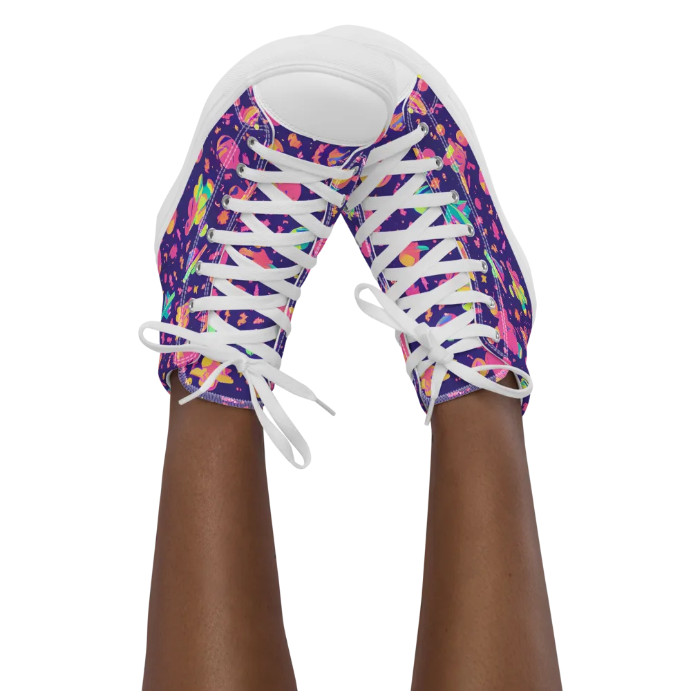 Cosmic Confetti on Women's High Top Canvas Shoes — Front
