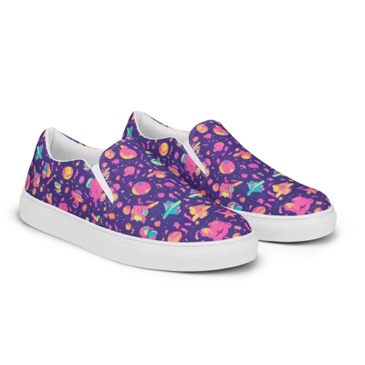 Cosmic Confetti on a Men's Slip-On Canvas Shoes