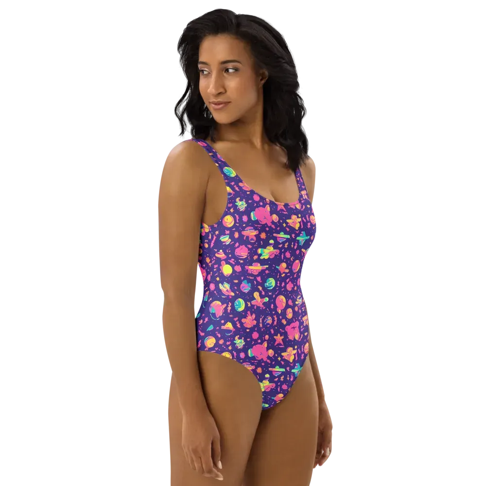 Cosmic Confetti on One-Piece Swimsuit — Right