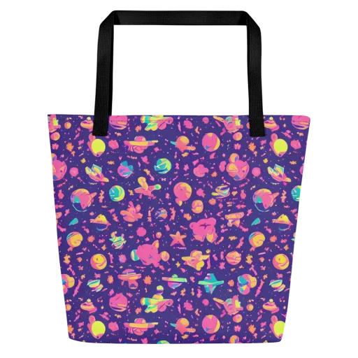 Cosmic Confetti on a Large Tote Bag W/ Pocket