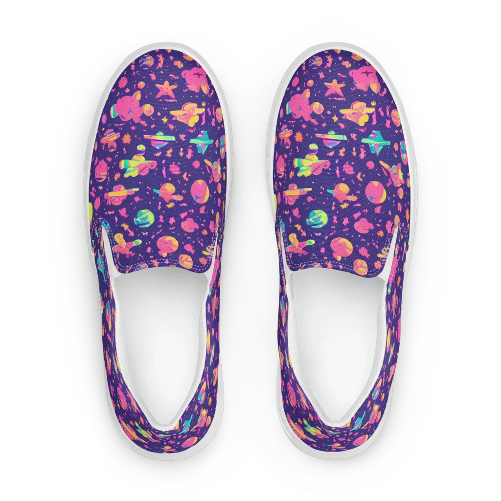 Cosmic Confetti on Women's Slip-On Canvas Shoes — Front