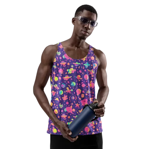 Cosmic Confetti on a Men's Tank Top