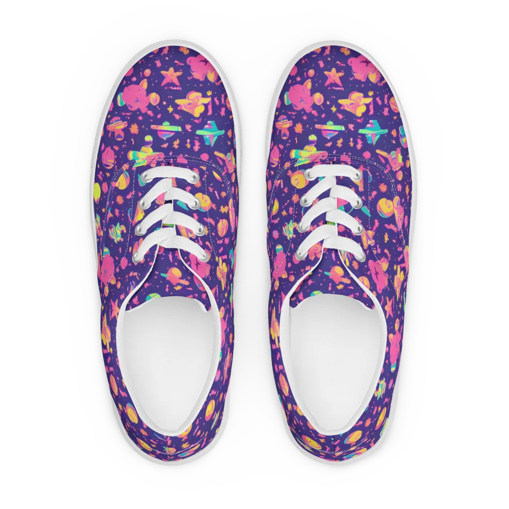 Cosmic Confetti on Men's Lace-Up Canvas Shoes — Front