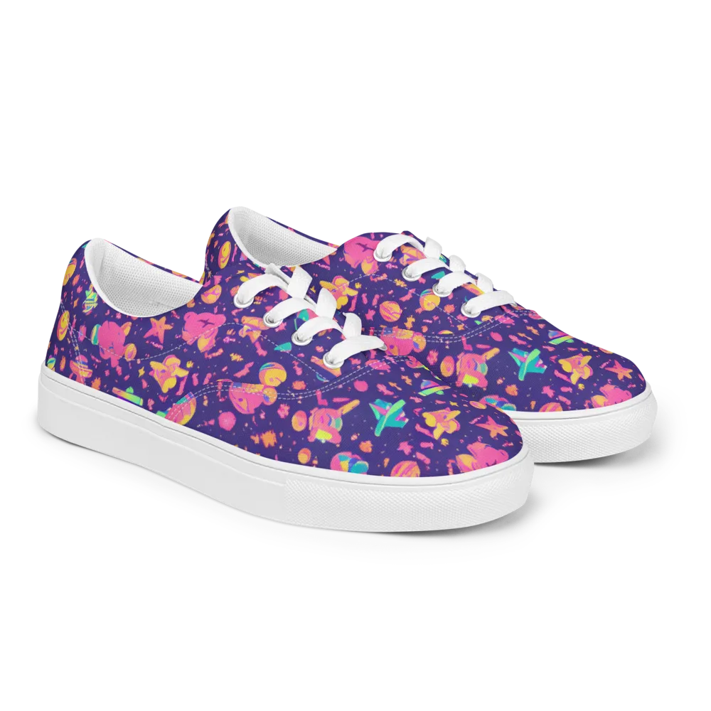 Cosmic Confetti on Men's Lace-Up Canvas Shoes — Right Front