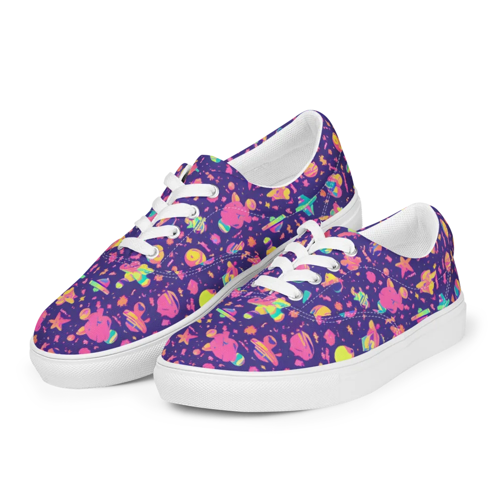Cosmic Confetti on Men's Lace-Up Canvas Shoes — Left Front
