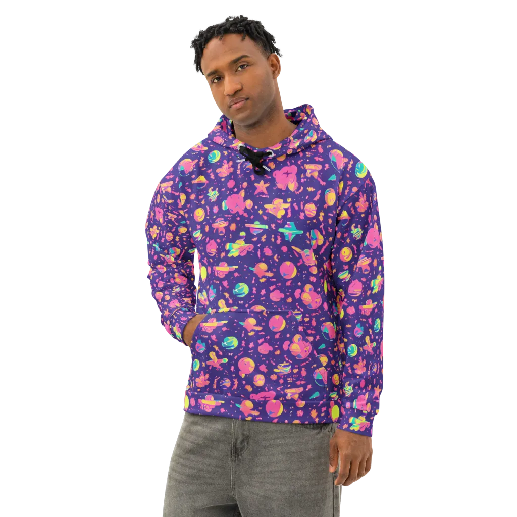Cosmic Confetti on Cotton Hoodie — Left Front
