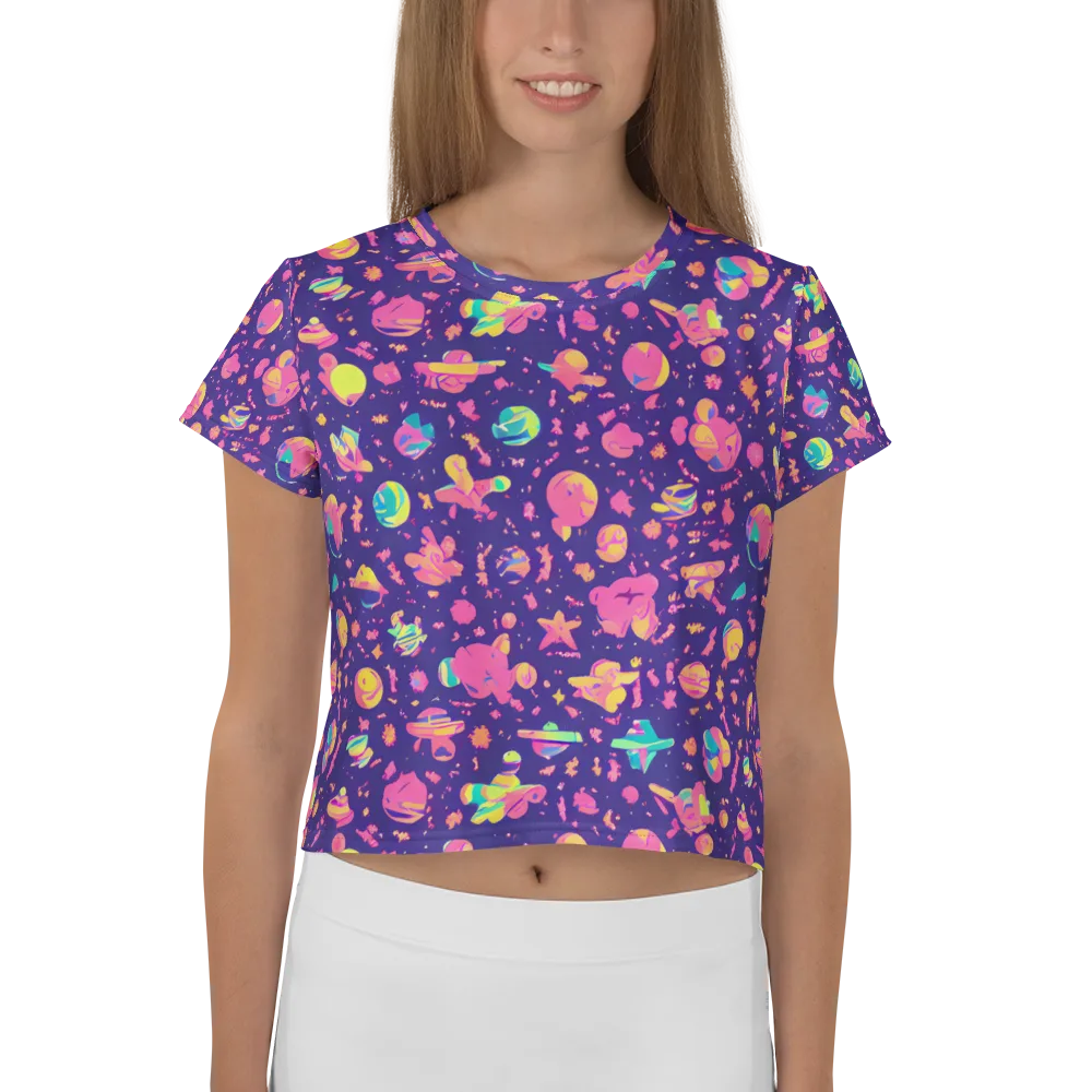 Cosmic Confetti on Crop Tee — Front
