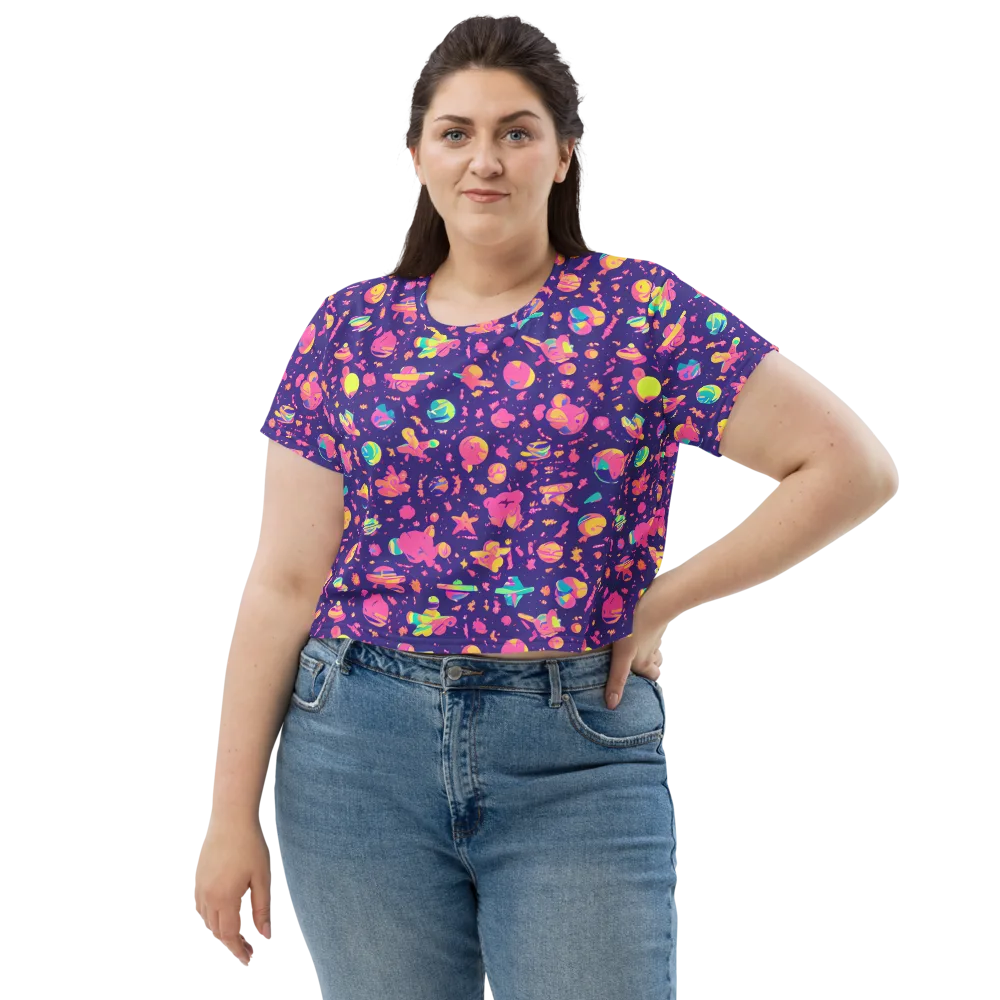 Cosmic Confetti on Crop Tee — Front