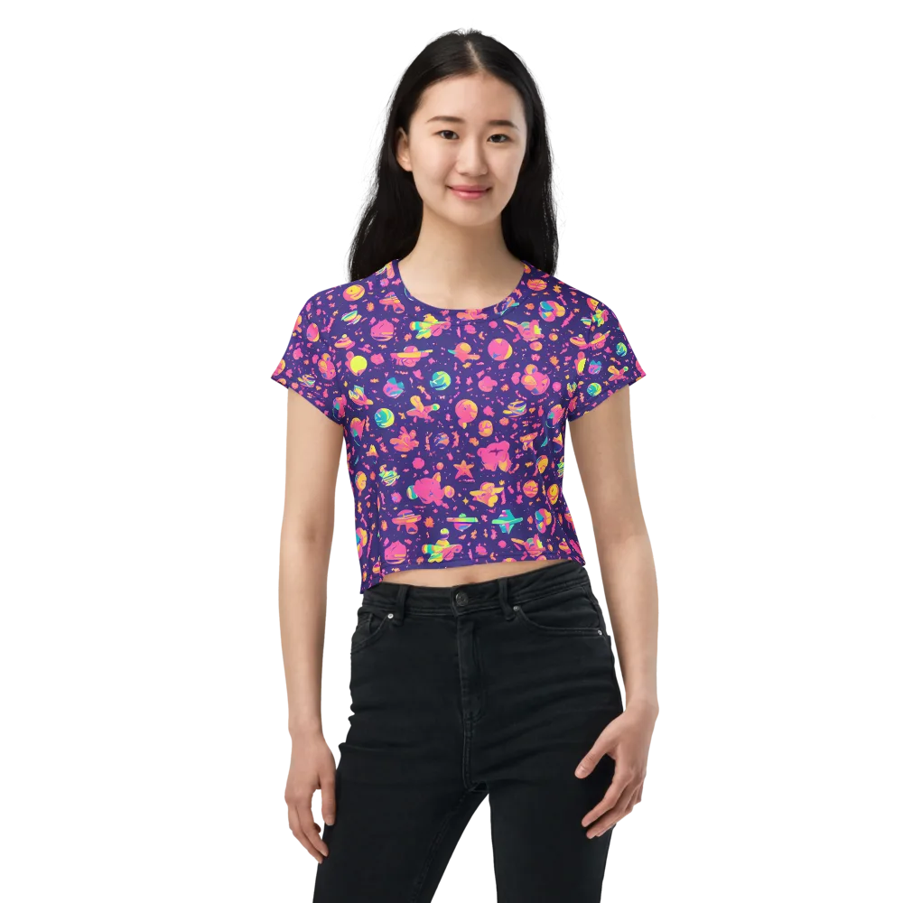 Cosmic Confetti on Crop Tee — Front