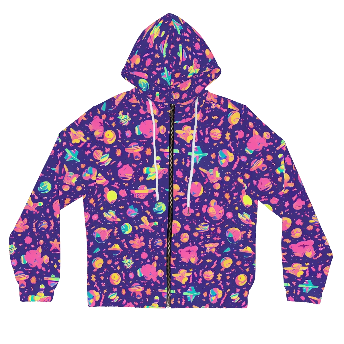 Cosmic Confetti on Women's Full-Zip Hoodie — Front