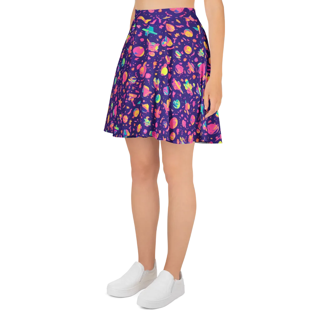 Cosmic Confetti on Skater Skirt — Left