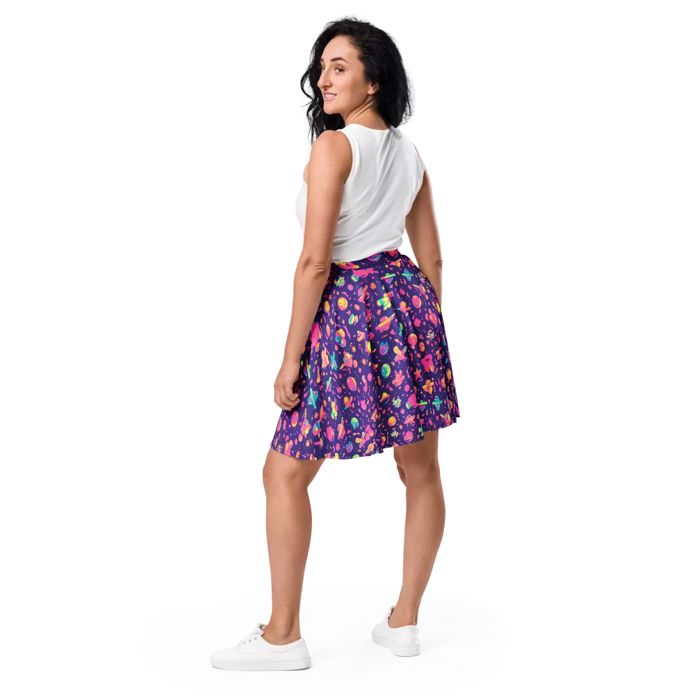 Cosmic Confetti on Skater Skirt — Back